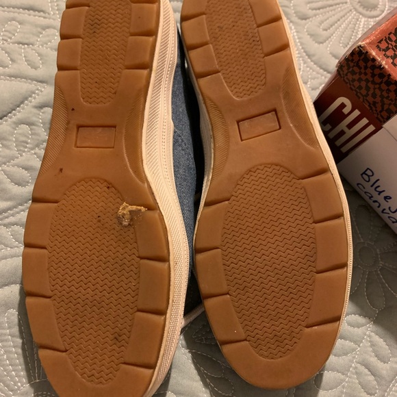 Like New Chic Blue Jean canvas tie up tennis shoes. - Picture 4 of 5